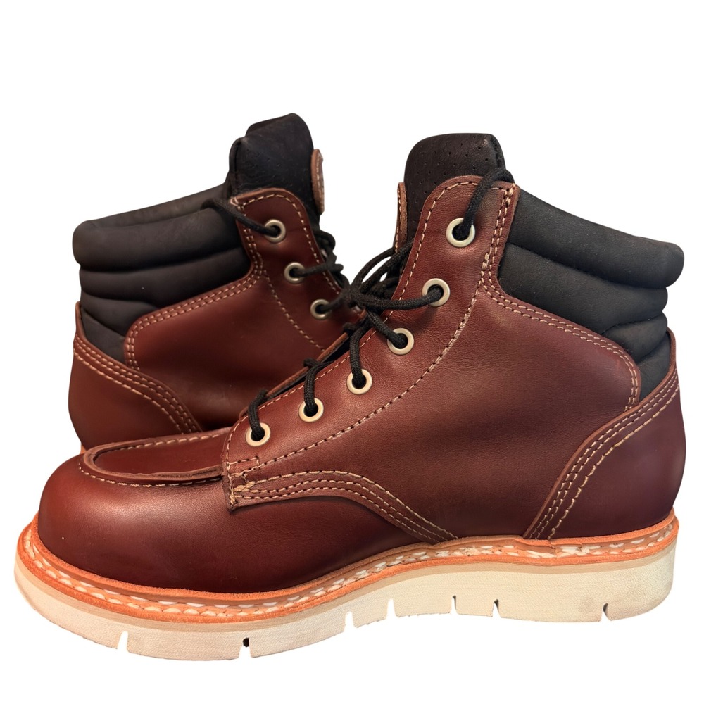 Hanwag Torsby Lady Brown Leather Moc Toe Boots Vibram Sole Made in Germany Sz 8 - Picture 3 of 8